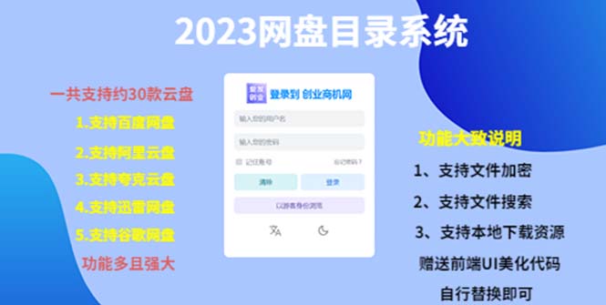 （项目课程）2023网盘目录运营系统，一键安装教学，一共支持约30款云盘-科景网创
