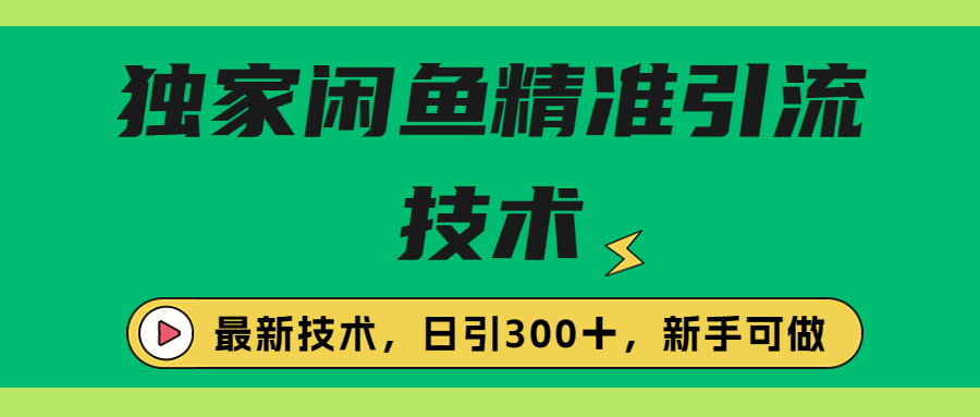 独家闲鱼引流技术，日引300＋实战玩法-科景网创