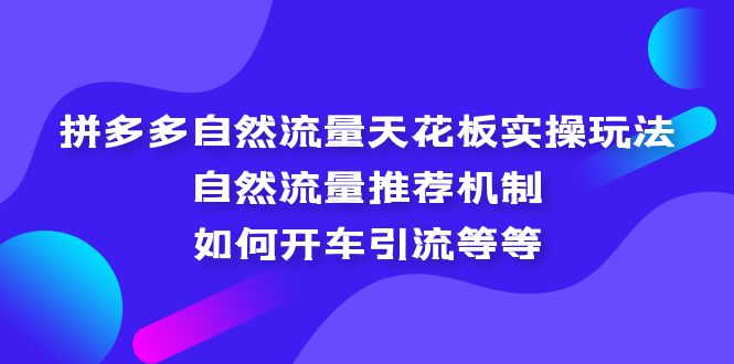 拼多多自然流量天花板实操玩法：自然流量推荐机制，如何开车引流等等-科景网创
