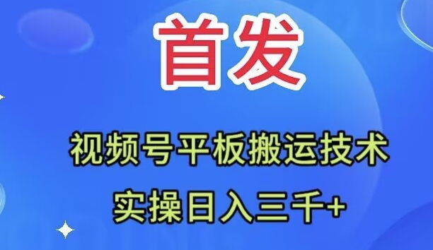 全网首发：视频号平板搬运技术，实操日入三千＋-科景网创