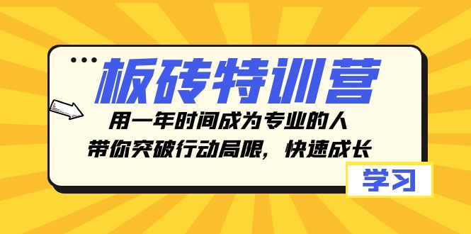 板砖特训营，用一年时间成为专业的人，带你突破行动局限，快速成长-科景网创