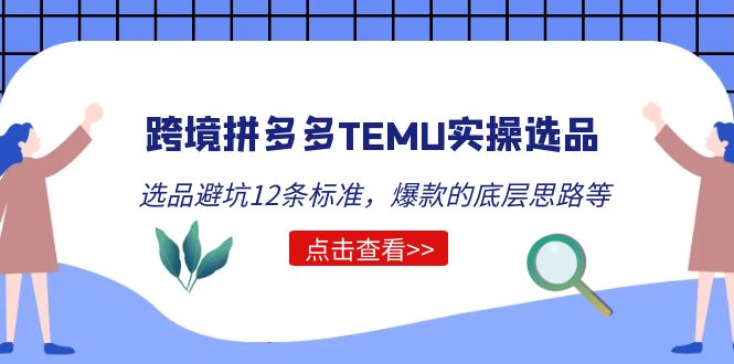 跨境拼多多TEMU实操选品运营方法，选品避坑12条标准，爆款的底层思路等-科景网创