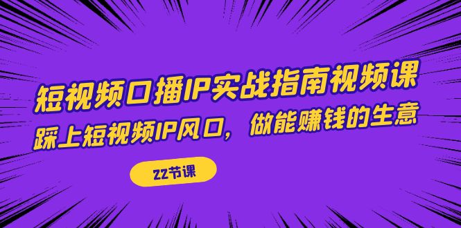 短视频口播IP实战指南视频课，踩上短视频IP风口，做能赚钱的生意（22节课）-科景网创