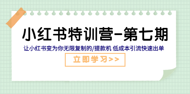小红书特训营-第七期 让小红书变为你无限复制的/提款机 低成本引流快速出单-科景网创