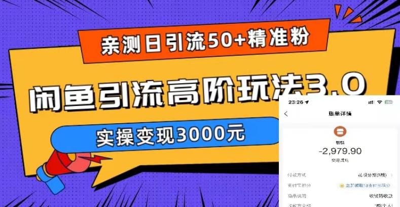 实测日引50+精准粉，闲鱼引流高阶玩法3.0，实操变现3000元-科景网创