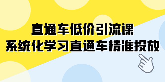 直通车-低价引流课，系统化学习直通车精准投放（14节课）-科景网创