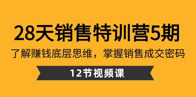 28天·销售特训营5期：了解赚钱底层思维，掌握销售成交密码（12节课）-科景网创