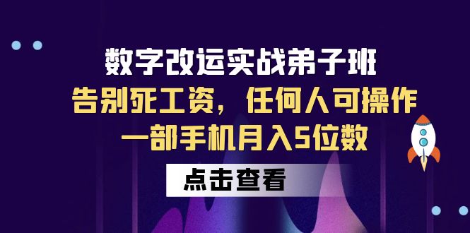 数字 改运实战弟子班：告别死工资，任何人可操作，一部手机月入5位数-科景网创