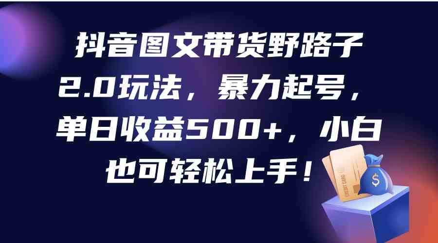抖音图文带货野路子2.0玩法，暴力起号，单日收益500+，小白也可轻松上手！-科景网创