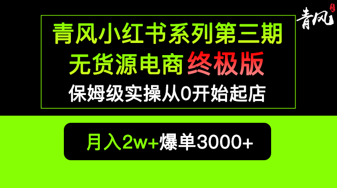 小红书无货源电商爆单终极版【视频教程+实战手册】保姆级实操从0起店爆单-科景网创