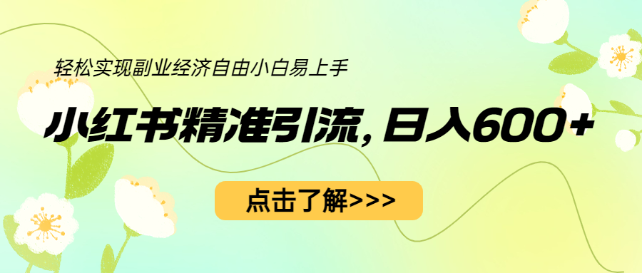 小红书精准引流，小白日入600+，轻松实现副业经济自由（教程+1153G资源）-科景网创