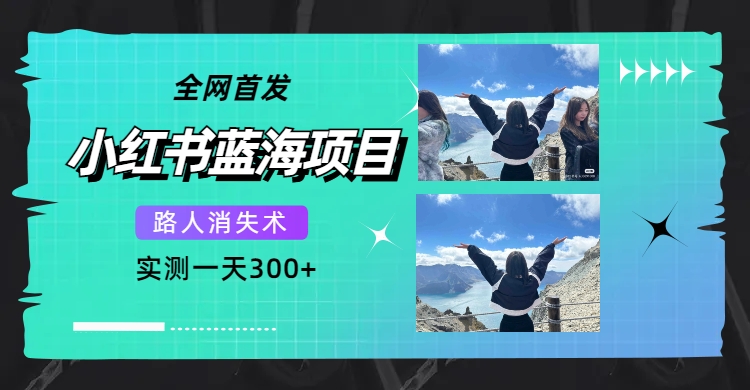 全网首发，小红书蓝海项目，路人消失术，实测一天300+（教程+工具）-科景网创