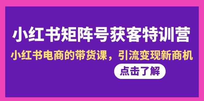 小红书-矩阵号获客特训营-第10期，小红书电商的带货课，引流变现新商机-科景网创