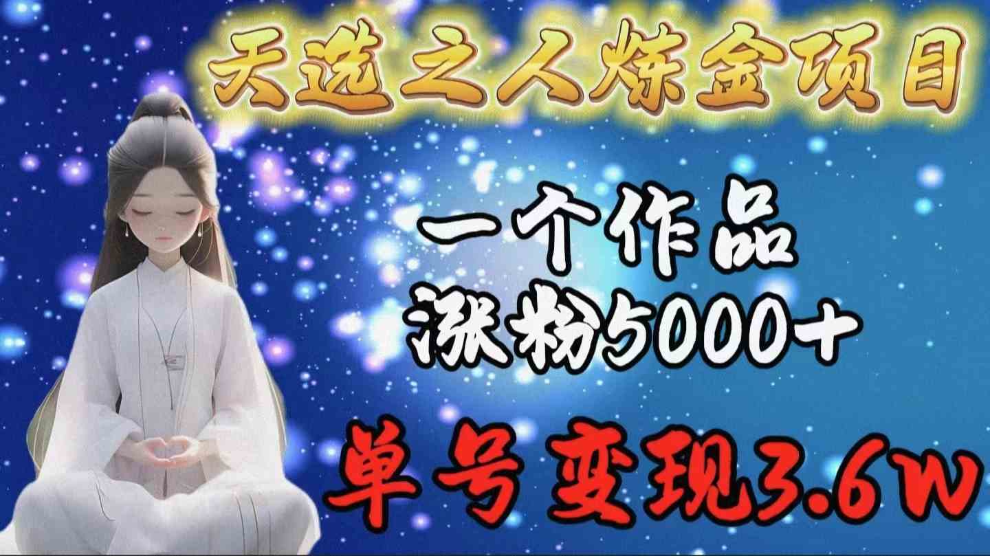 天选之人炼金项目，一个作品涨粉5000+，单号变现3.6w-科景网创