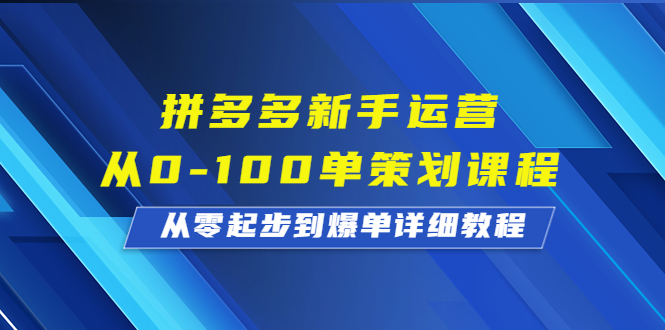 拼多多新手运营从0-100单策划课程，从零起步到爆单详细教程-科景网创