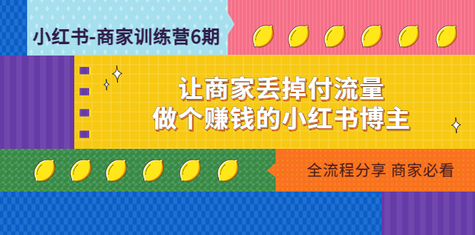 小红书-商家训练营12期：让商家丢掉付流量，做个赚钱的小红书博主-科景网创