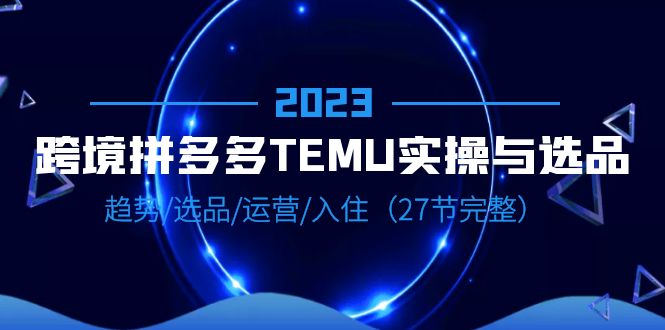 2023跨境·拼多多·TEMU实操与选品，趋势·选品·运营·入住（27节完整）-科景网创