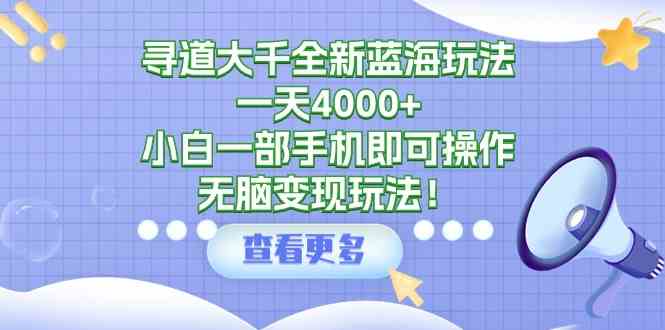 寻道大千全新蓝海玩法，一天4000+，小白一部手机即可操作，无脑变现玩法！-科景网创