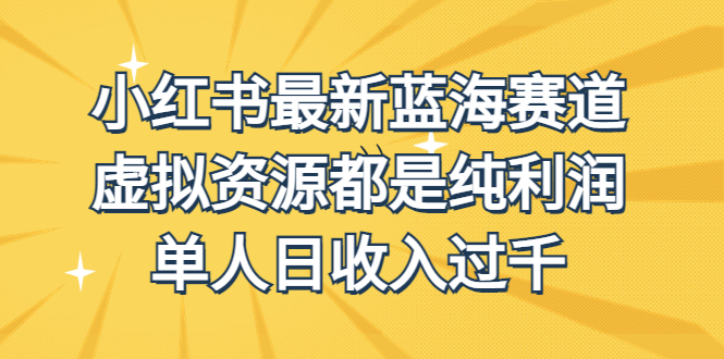 外面收费1980的小红书最新蓝海赛道，虚拟资源都是纯利润，单人日收入过千-科景网创