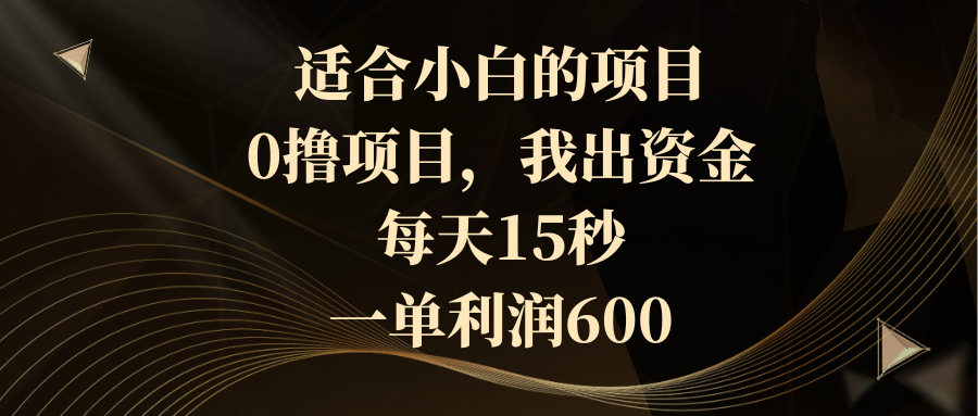 适合小白的项目，0撸项目，我出资金，每天15秒，一单利润600-科景网创