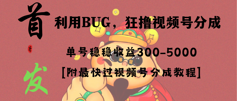 全网独家首发，视频号BUG，超短期项目，单号每日净收益300-5000！-科景网创