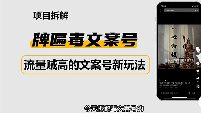 2023抖音快手毒文案新玩法，牌匾文案号，起号快易变现-科景网创
