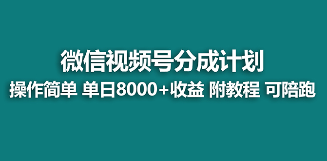 【蓝海项目】视频号分成计划，单天收益8000+，附玩法教程！可陪跑-科景网创