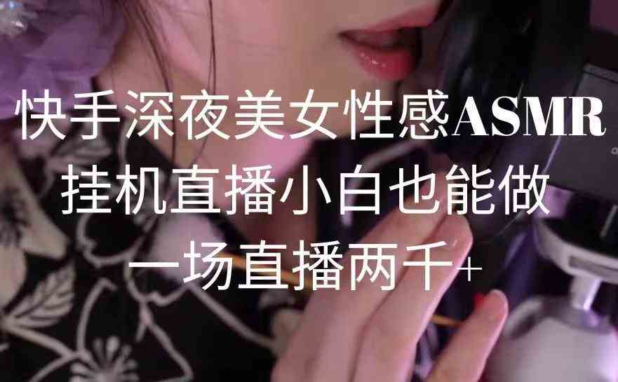 快手深夜美女性感ASMR挂机直播，小白也能做，一场直播两千+-科景网创
