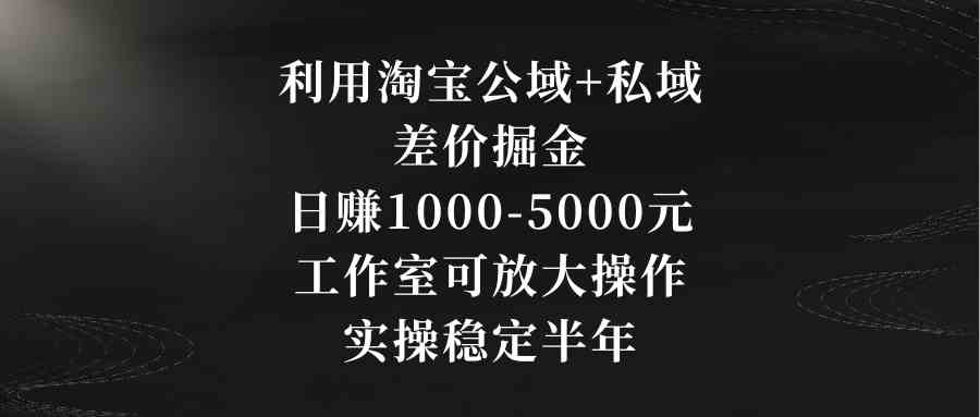 利用淘宝公域+私域差价掘金，日赚1000-5000元，工作室可放大操作，实操…-科景网创
