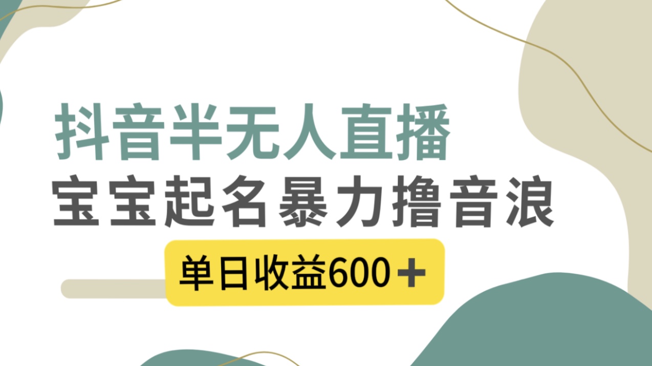 抖音半无人直播，宝宝起名，暴力撸音浪，单日收益600+-科景网创
