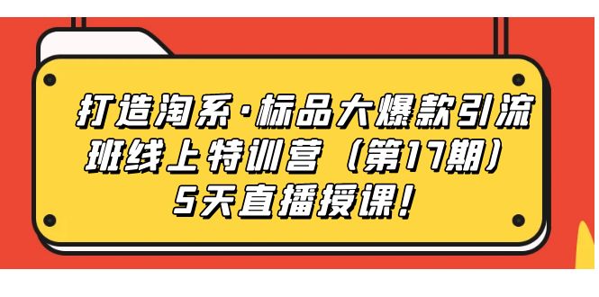 打造淘系·标品大爆款引流班线上特训营5天直播授课！-科景网创