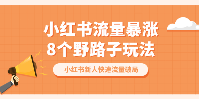 小红书流量-暴涨8个野路子玩法：小红书新人快速流量破局（8节课）-科景网创