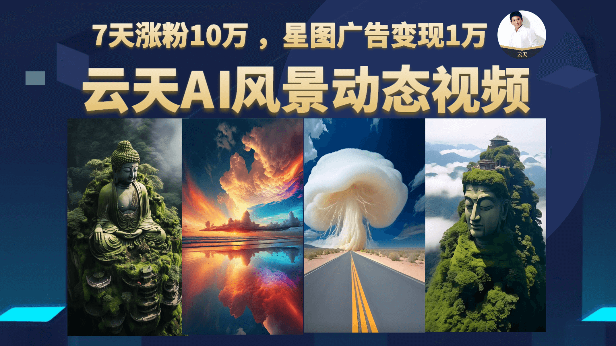 云天AI风景动图视频制作，7天涨粉10万 ，星图广告变现1万-科景网创