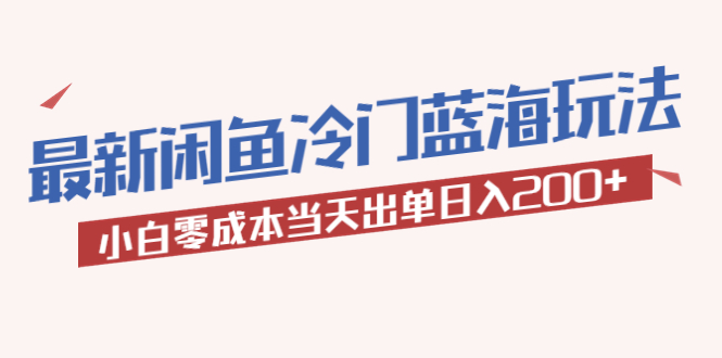 2023最新闲鱼冷门蓝海玩法，小白零成本当天出单日入200+-科景网创