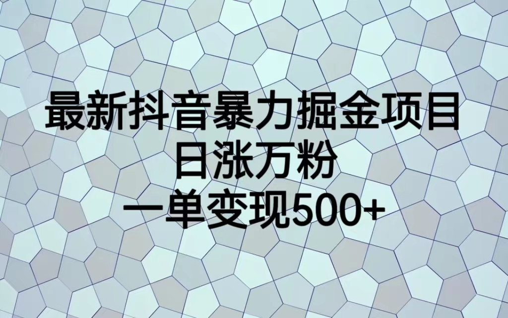 最新抖音暴力掘金项目，日涨万粉，一单变现500+-科景网创