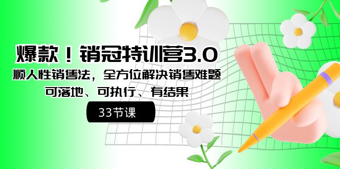 爆款！销冠特训营3.0之顺人性销售法，全方位解决销售难题、可落地、可执…-科景网创