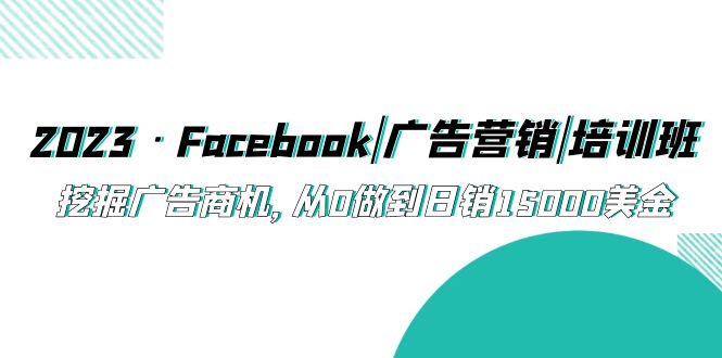2023·Facebook|广告营销|培训班，挖掘广告商机，从0做到日销15000美金-科景网创
