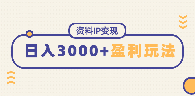资料IP变现，能稳定日赚3000起的持续性盈利玩法-科景网创