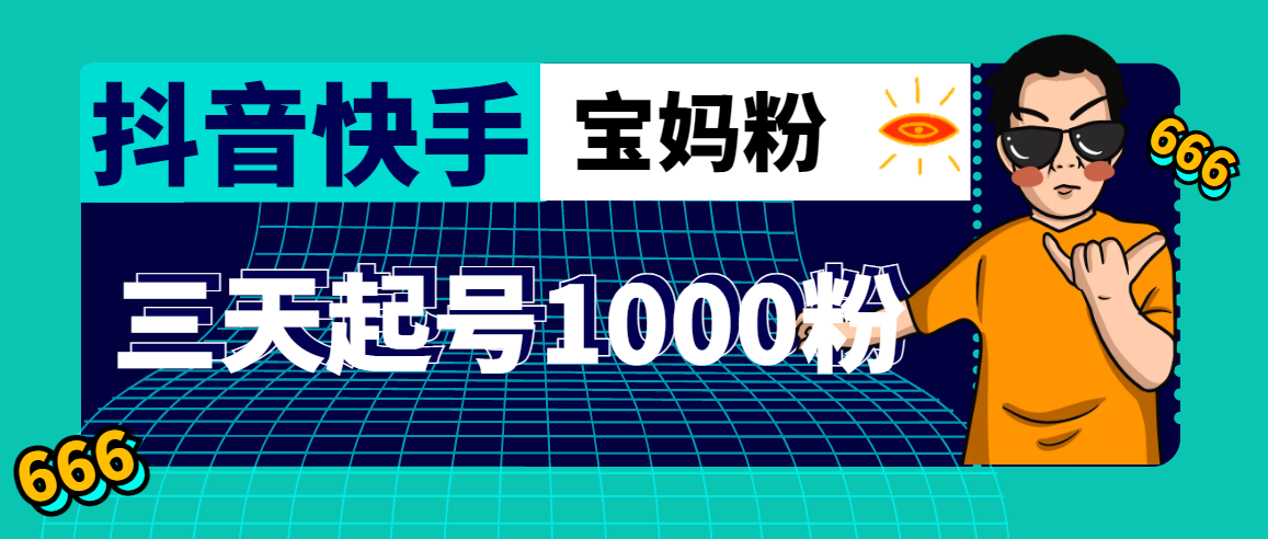 抖音快手三天起号涨粉1000宝妈粉丝的核心方法【详细玩法教程】-科景网创