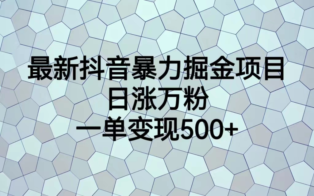 最火热的抖音暴力掘金项目，日涨万粉，多种变现方式，一单变现可达500+-科景网创