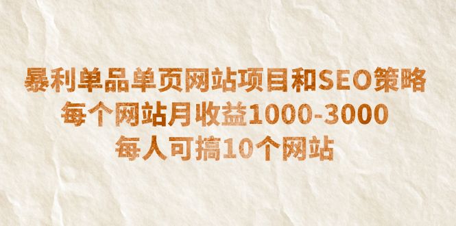 暴利单品单页网站项目和SEO策略  每个网站月收益1000-3000  每人可搞10个-科景网创