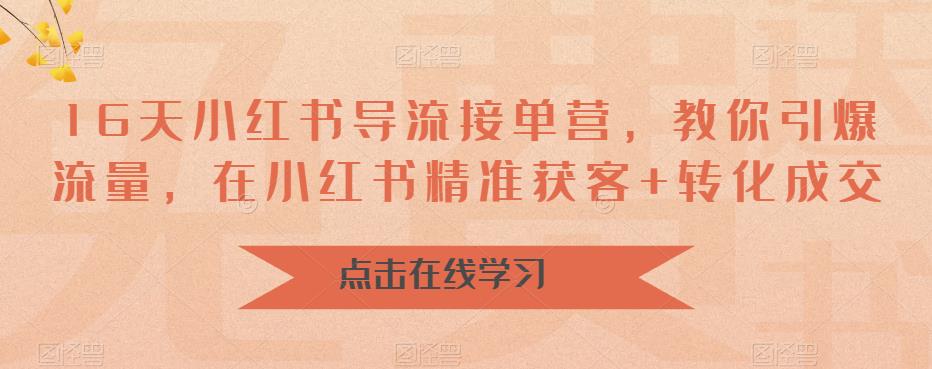 16天-小红书 导流接单营，教你引爆流量，在小红书精准获客+转化成交-科景网创