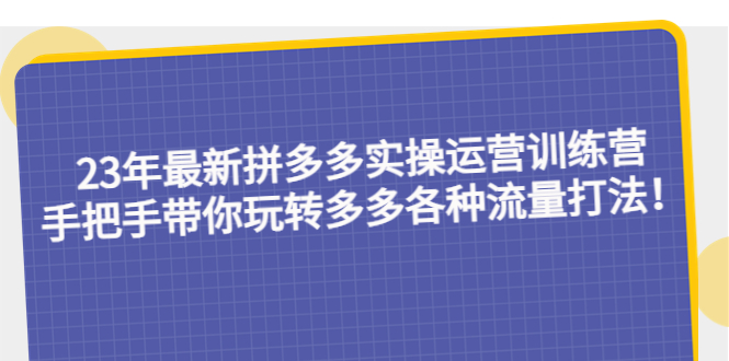 23年最新拼多多实操运营训练营：手把手带你玩转多多各种流量打法！-科景网创