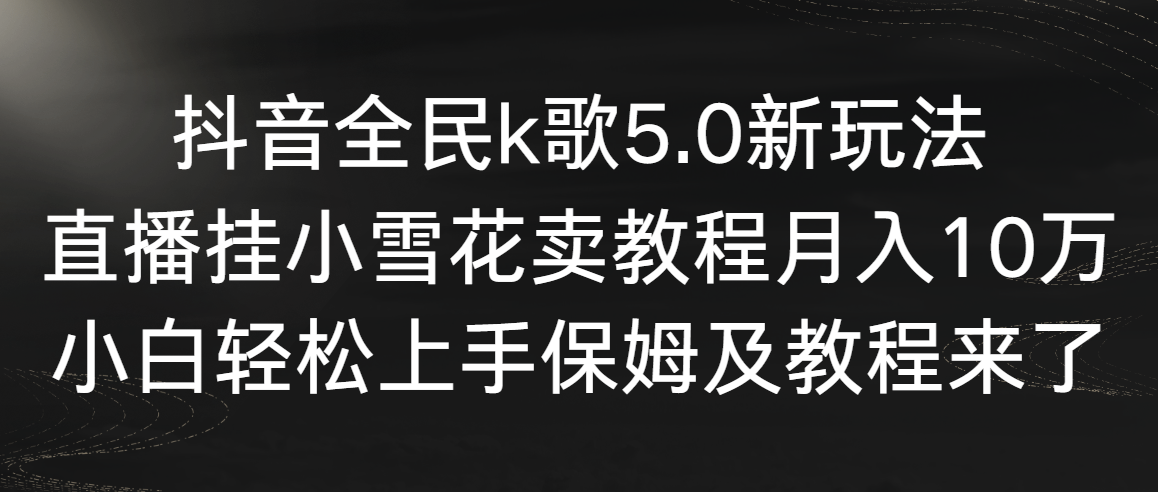 抖音全民k歌5.0新玩法，直播挂小雪花卖教程月入10万，小白轻松上手，保…-科景网创