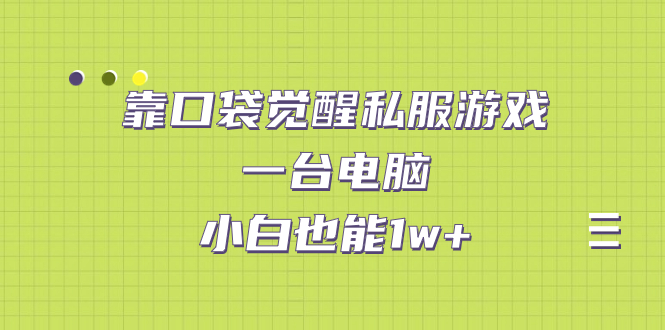 靠口袋觉醒私服游戏，一台电脑，小白也能1w+（教程+工具+资料）-科景网创