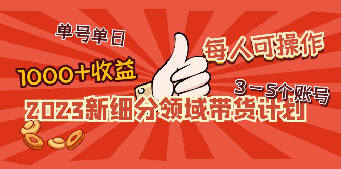 2023新细分领域带货计划：单号单日1000+收益不难，每人可操作3-5个账号-科景网创