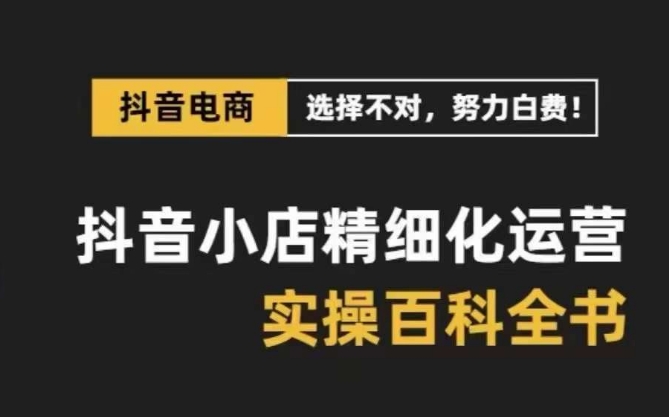 抖音小店 精细化运营-百科全书，保姆级运营实战讲解（28节课）-科景网创