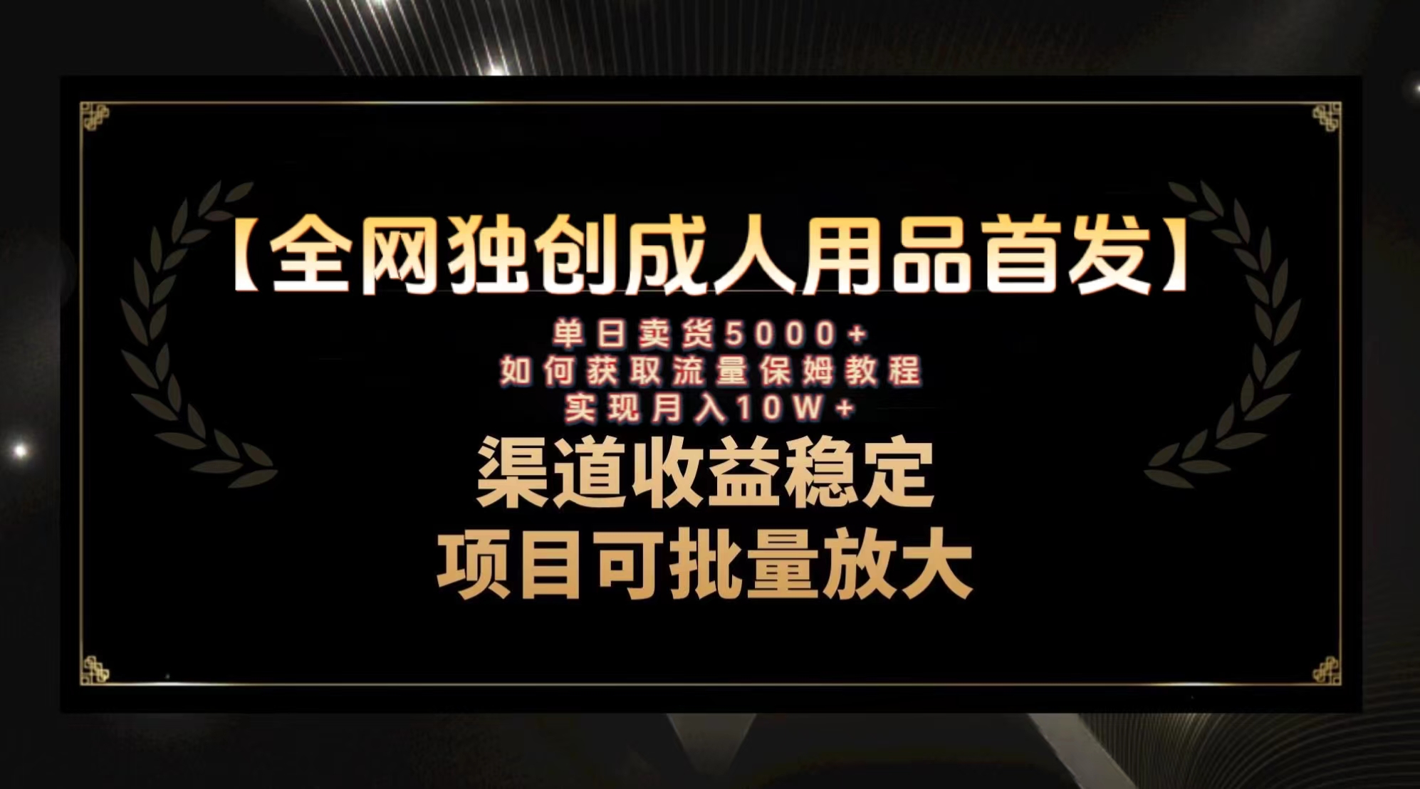 最新全网独创首发，成人用品赛道引流获客，月入10w保姆级教程-科景网创