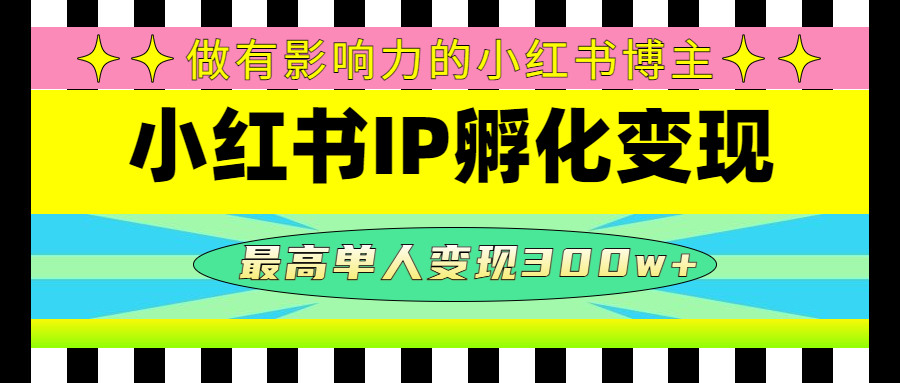 某收费培训-小红书IP孵化变现：做有影响力的小红书博主，最高单人变现300w+-科景网创