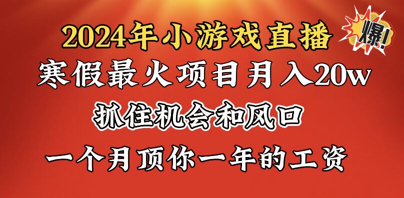 2024年寒假爆火项目，小游戏直播月入20w+，学会了之后你将翻身-科景网创